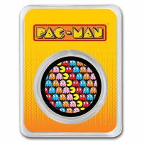 Silver Round Pac Man(TM) Pixel Pattern 1 Oz Silber COLOR
