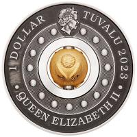 Tuvalu 1 TVD Lunar III Hase 2023 1 Oz Silber AntikFinish Rotating Charm Rckseite