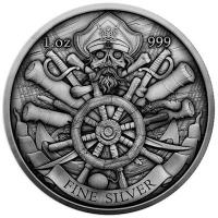 USA Piraten: Tote Mnner reden nicht  (Dead Men Tell No Tales) 1 Oz Silber Color (nur 100 Stck !!!) Rckseite