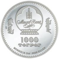 Mongolei 1000 Togrog Peter Carl Faberg: Imperial Coronation Egg 2 Oz Silber PP High Relief Rckseite