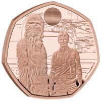 Grobritannien - 50 Pence Star Wars(TM) Han Solo and Chewbacca 2024 - 1/2 Oz Gold PP 