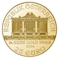 sterreich 25 EURO Philharmoniker 2024 1/4 Oz Gold Rckseite