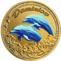 Dominica 10 Dollar EC8_6 Delfin (Dolphin) 2023 1 Oz Gold Color (nur 100 Stck !!!)