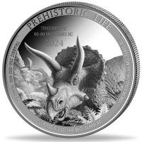 Kongo - 20 Francs Prhistorisches Leben II. Triceratops (1.) - 1 Oz Silber