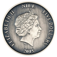 Niue - 5 NZD Journeys of Discovery Columbus 2015 - 2 Oz Silber