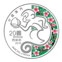Macau Lunar Affe 2016 1 Oz Silber PP