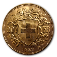 Schweiz 20 SFR Vreneli (Diverse) 5,81g Goldmnze Rckseite
